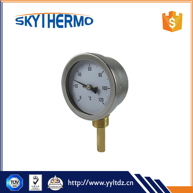 D80mm Bottom Connection Promotional Outdoor Bimetal Pipe Long Stem Thermometer Test Water Heat