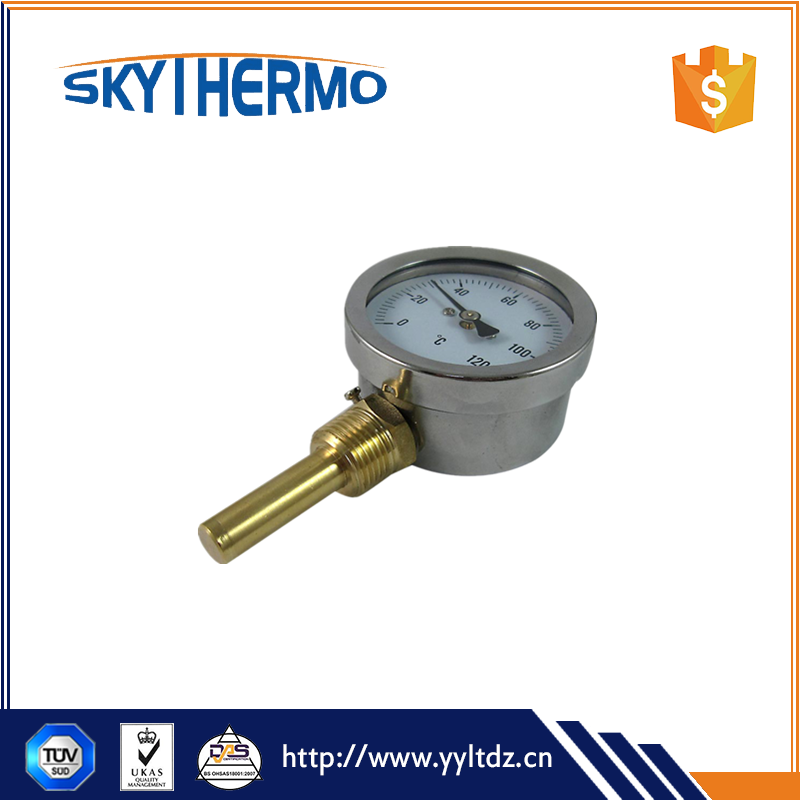 D80mm Bottom Connection Promotional Outdoor Bimetal Pipe Long Stem Thermometer Test Water Heat