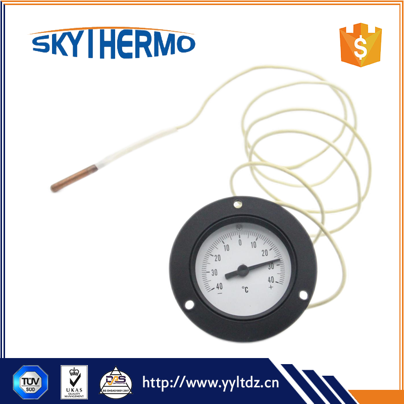 HVAC Boiler Remote Reading Capillary Thermometer Plastic Front Flange Refrigerator Thermometer