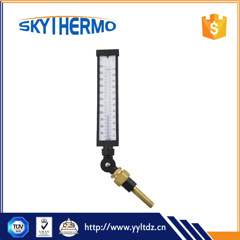 9" High Quality V-shaped Industrial Thermometer With Glass Tube