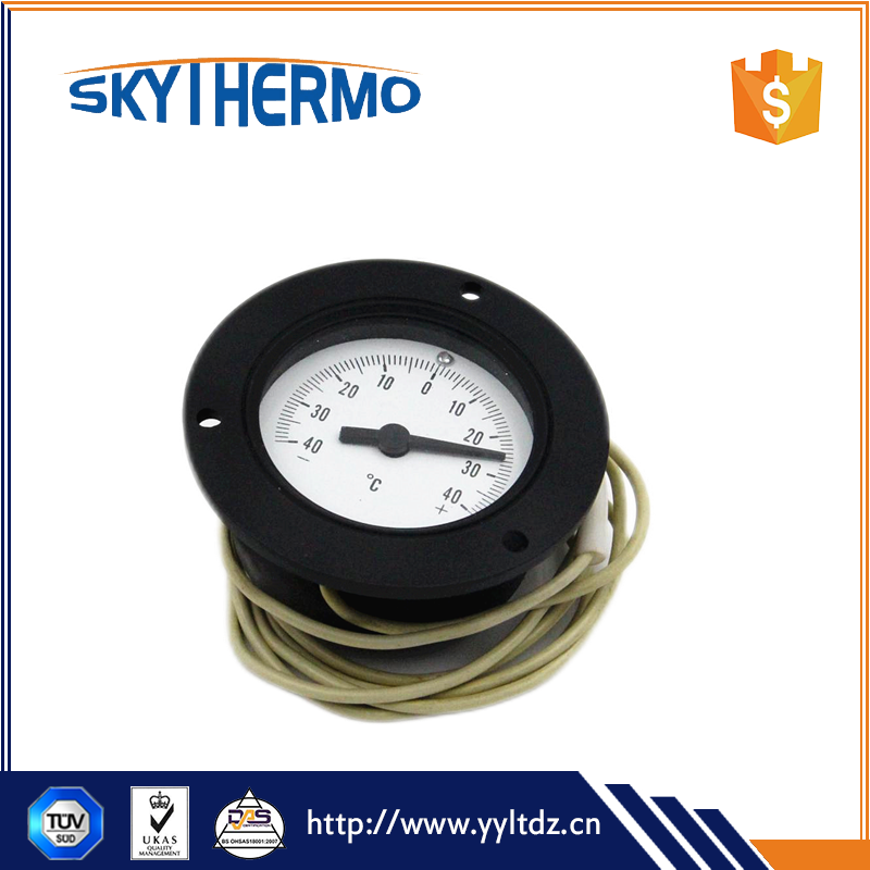 HVAC Boiler Remote Reading Capillary Thermometer Plastic Front Flange Refrigerator Thermometer