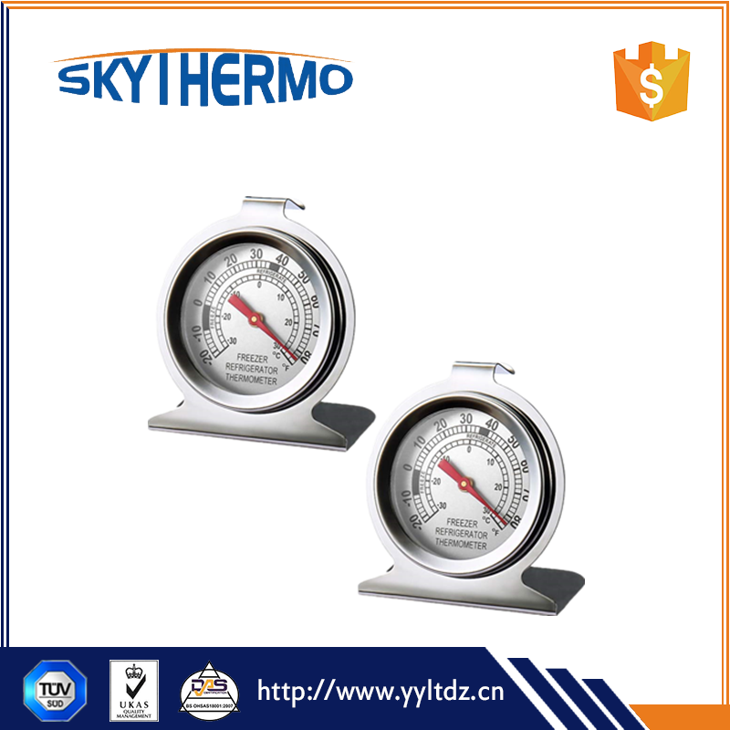 Freezer Refrigerator Thermometers Large Dial Thermometer Dual-Scale Cooler Hooks Or Stands Durable Steel Fridge Thermometer