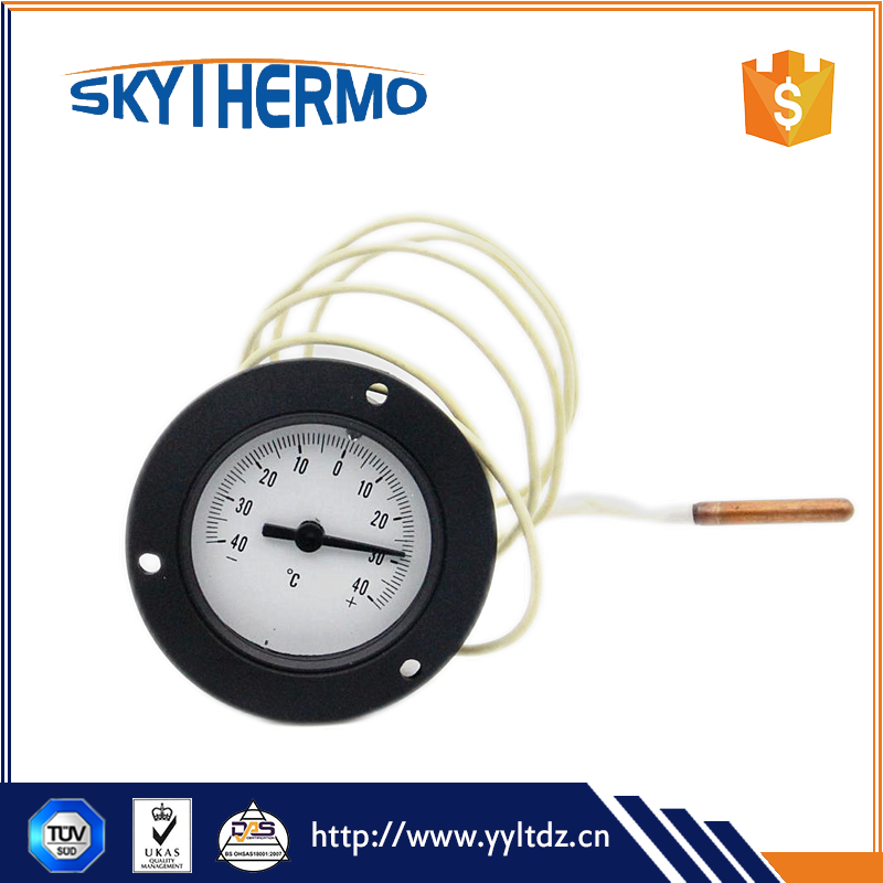 HVAC Boiler Remote Reading Capillary Thermometer Plastic Front Flange Refrigerator Thermometer